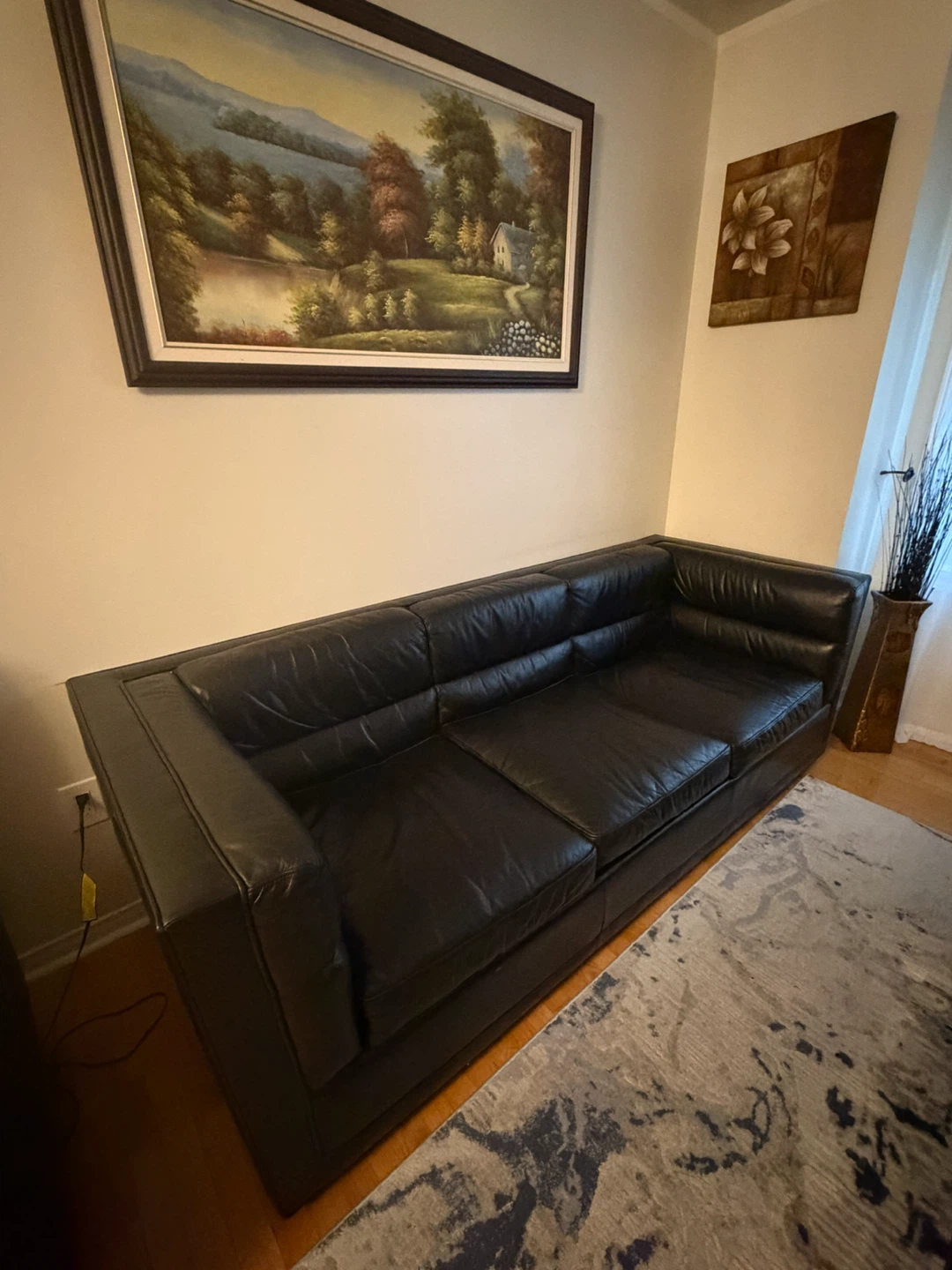 Genuine leather three seat sofa