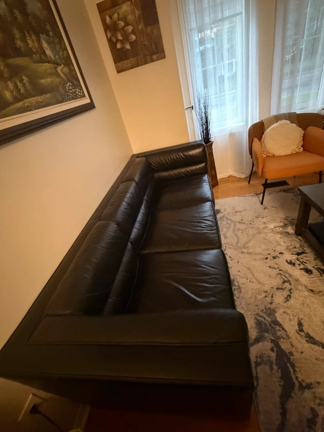Genuine leather three seat sofa - photo 3