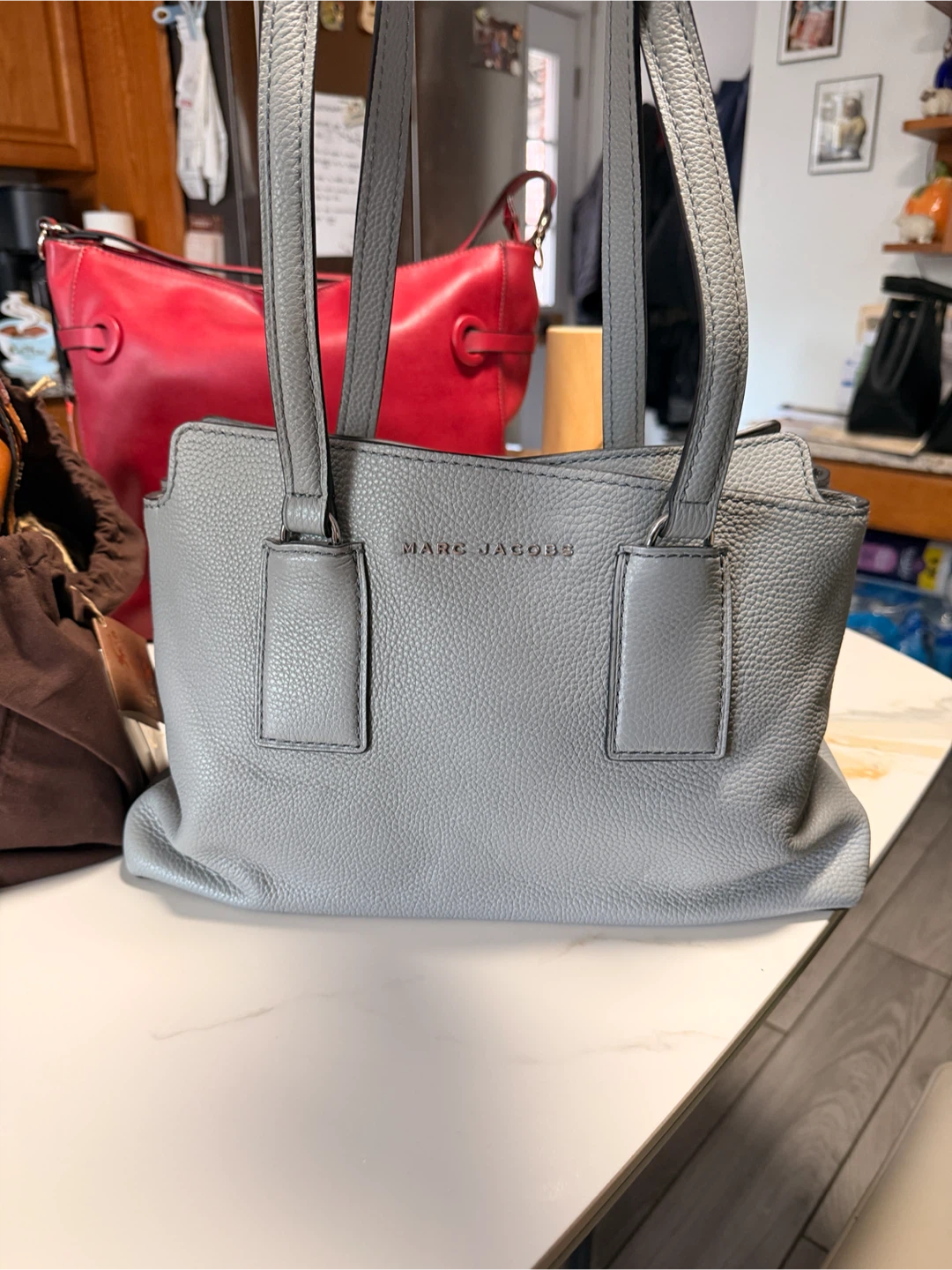 Marc Jacobs Grey Leather Tote Bag