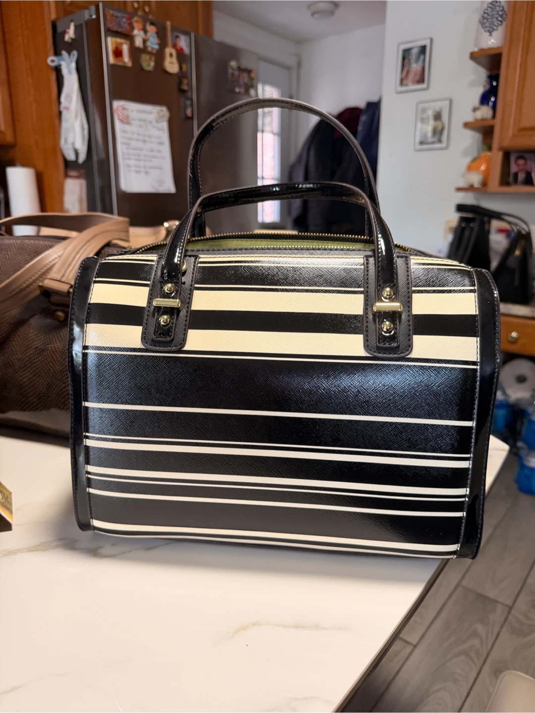 Anne Klein Striped Satchel Handbag - photo 2