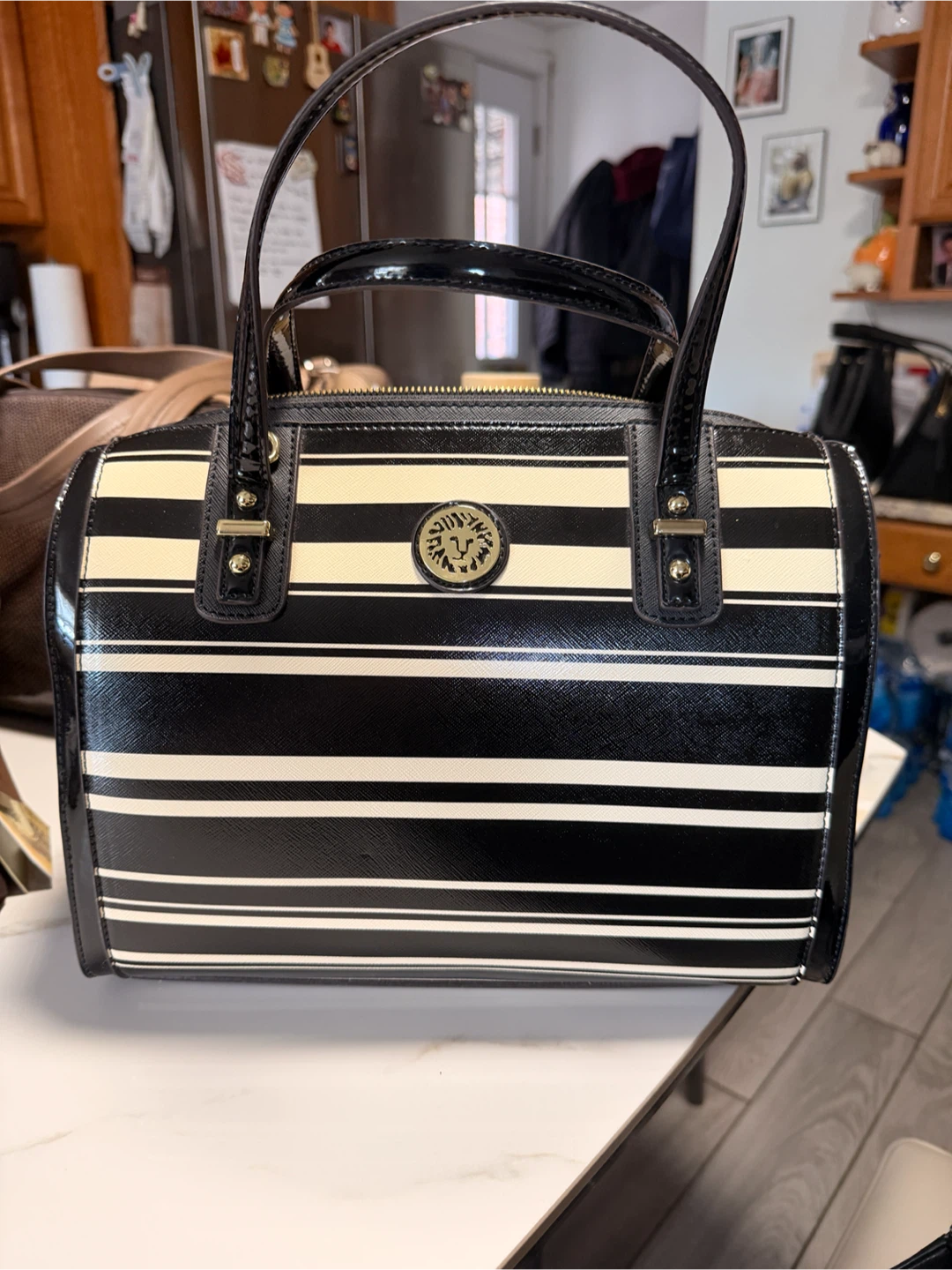 Anne Klein Striped Satchel Handbag - photo 3