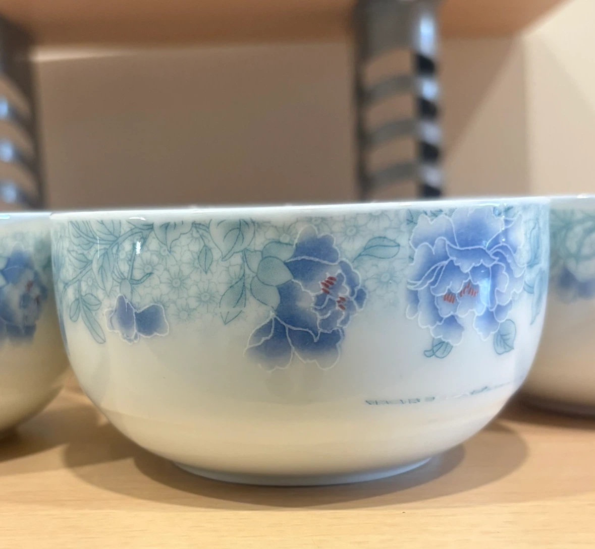 Set of 9 Blue Floral Ceramic Bowls