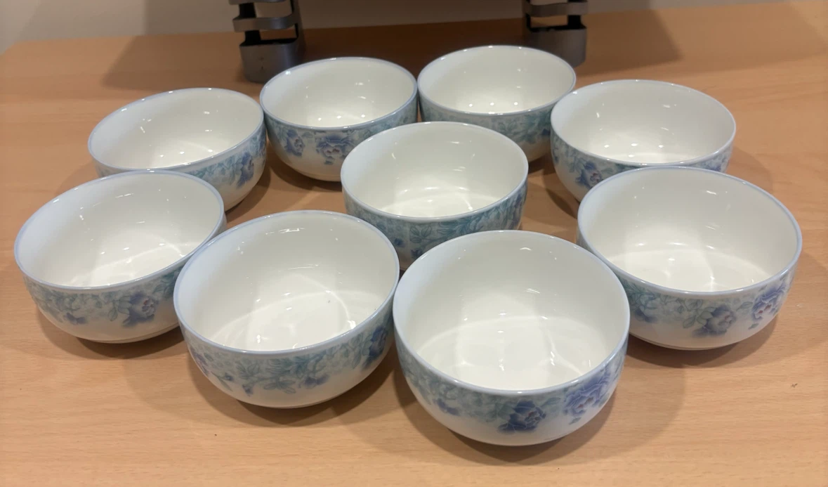 Set of 9 Blue Floral Ceramic Bowls - photo 2