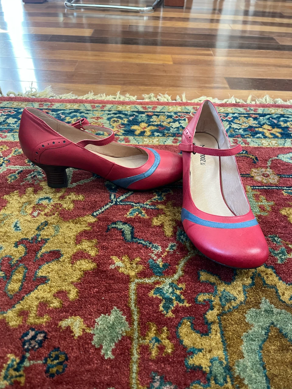 Miz Mooz Red Heels with Blue Accent - Size 8 38.5