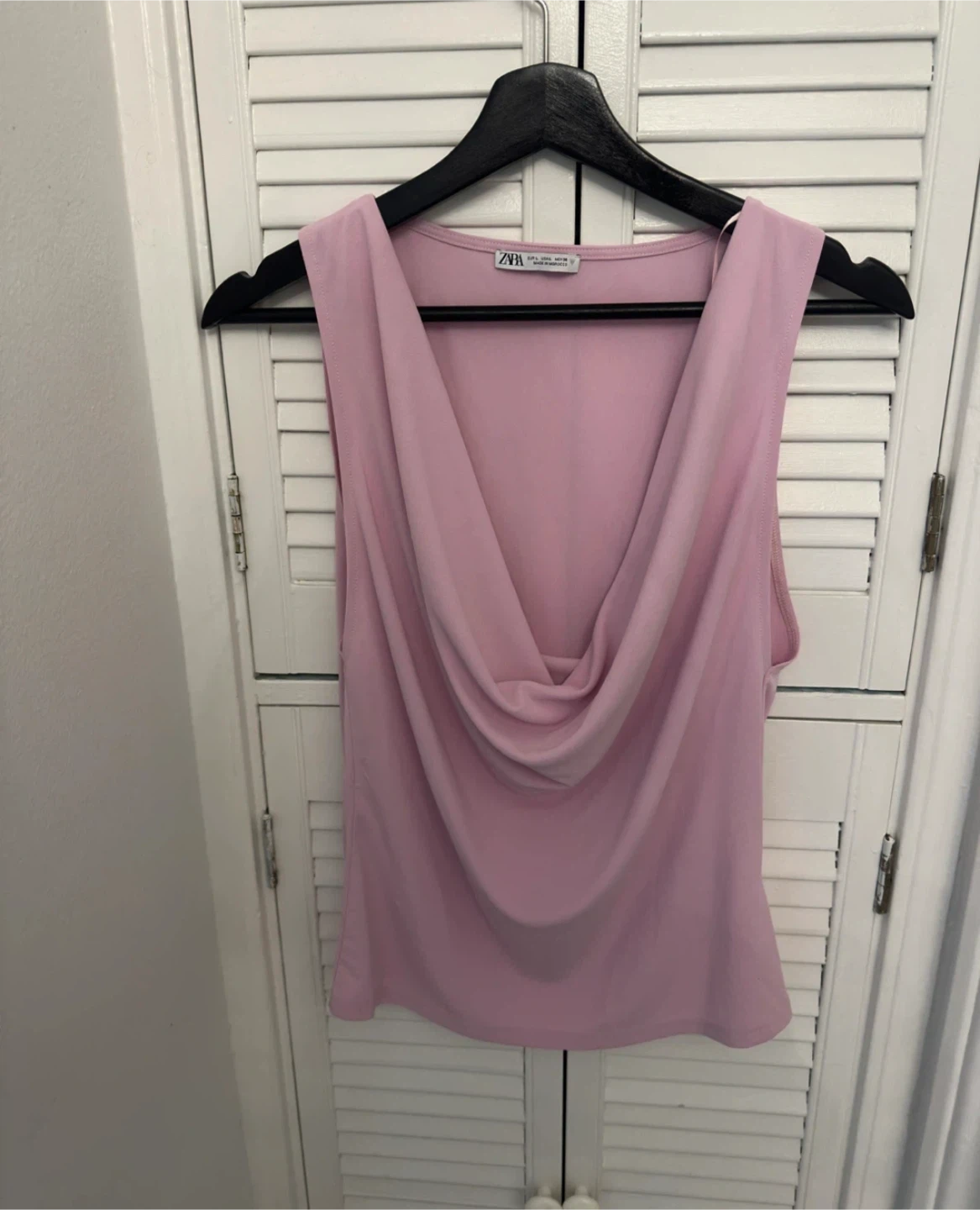 ZARA Pink Drape Neck Sleeveless Top