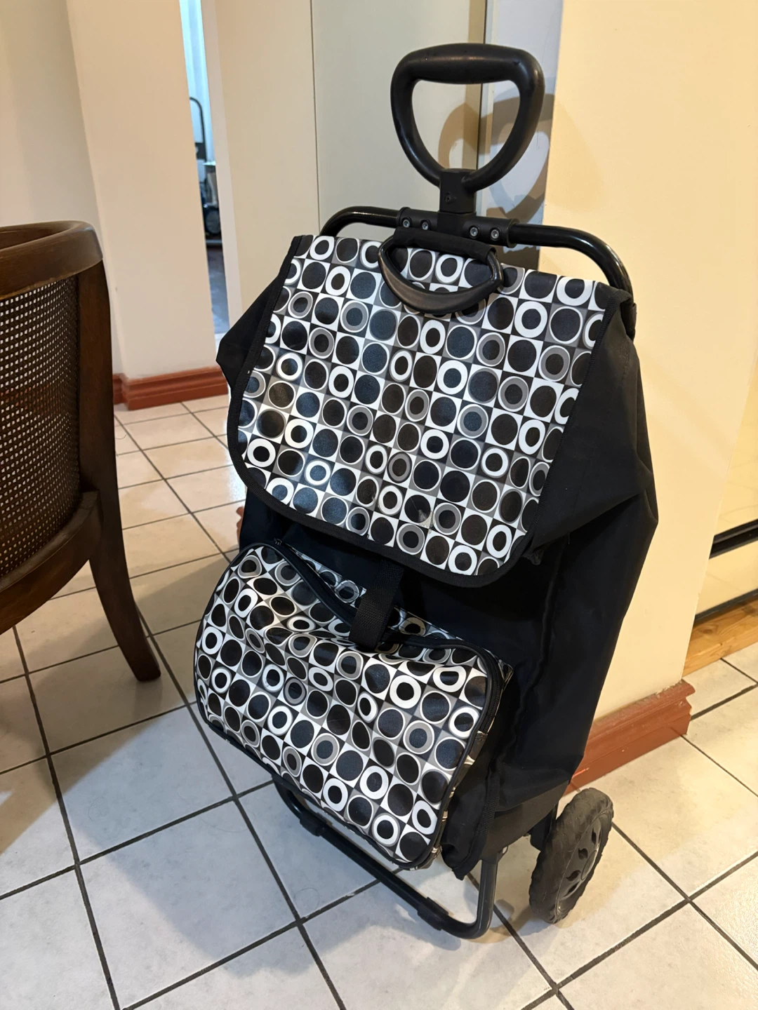 Black Rolling Shopping Cart with Circle Pattern - photo 2