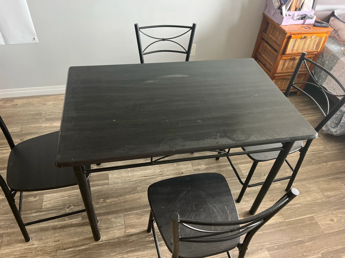 Black Dining Set with Table and 4 Chairs