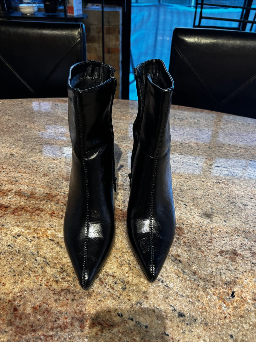 Women's Black Pointed Toe Heeled Ankle Booties