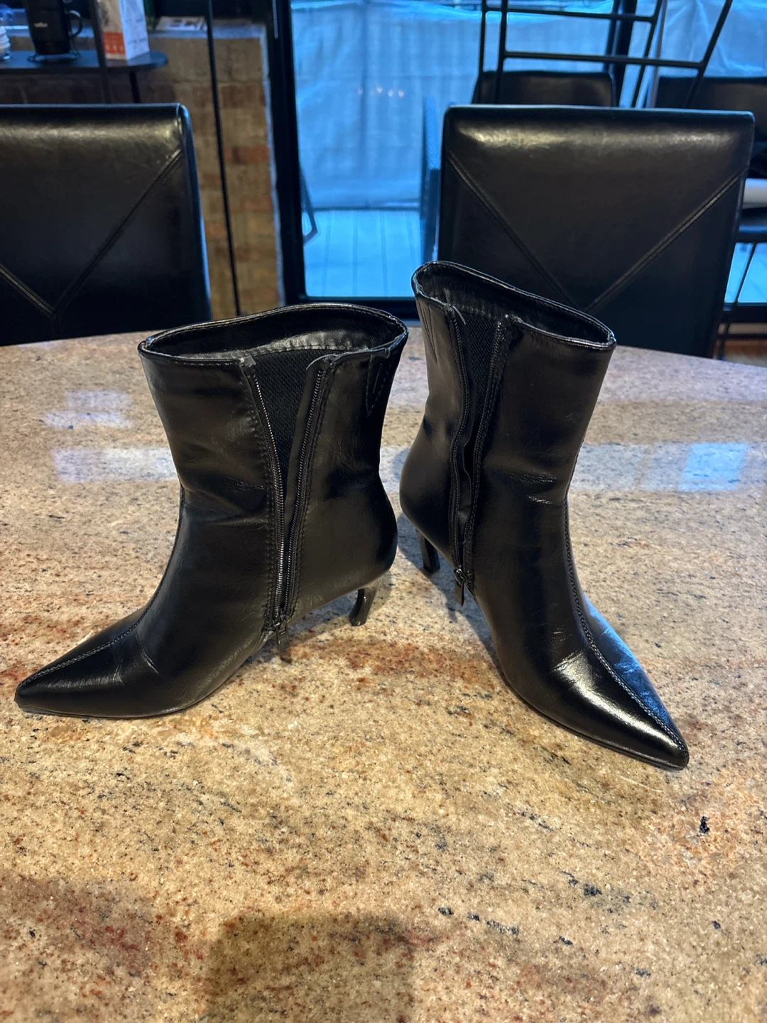 Women's Black Pointed Toe Heeled Ankle Booties - photo 2