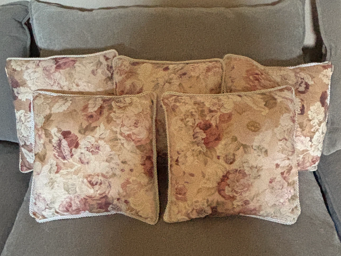 Floral Accent Pillows - Set of 5