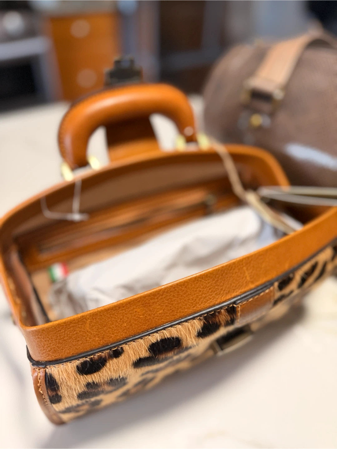 Pratesi Firenze Leopard Print Leather Handle Bag - photo 4