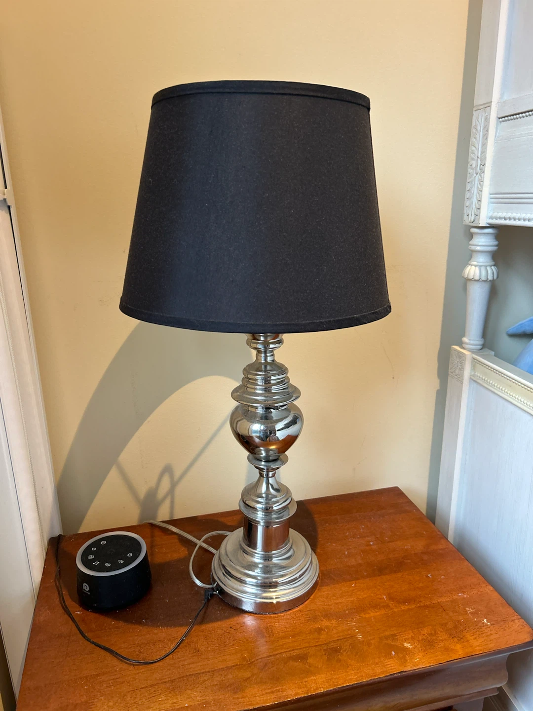Pair of Silver Table Lamp with Black Shade