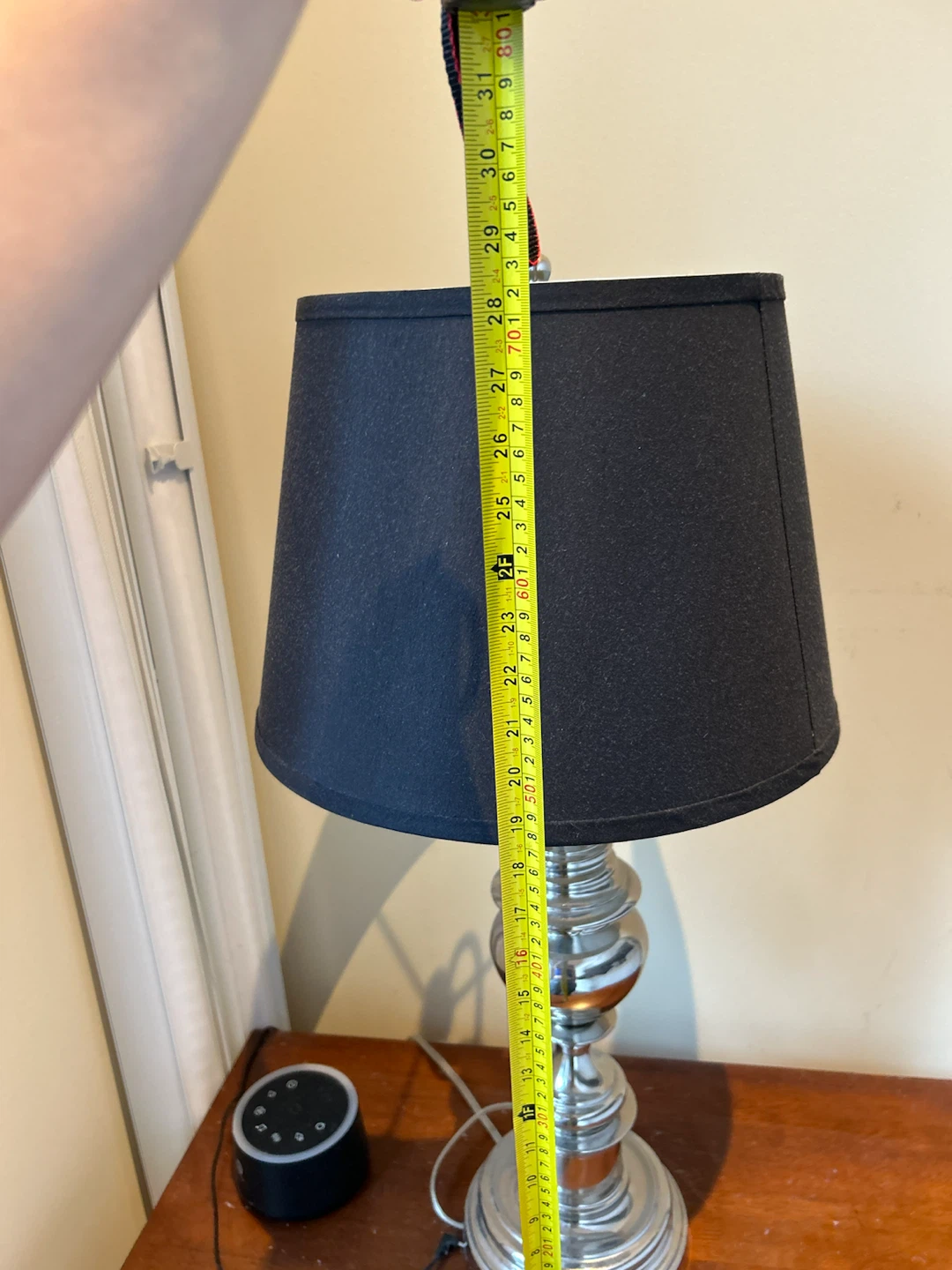 Pair of Silver Table Lamp with Black Shade - photo 2