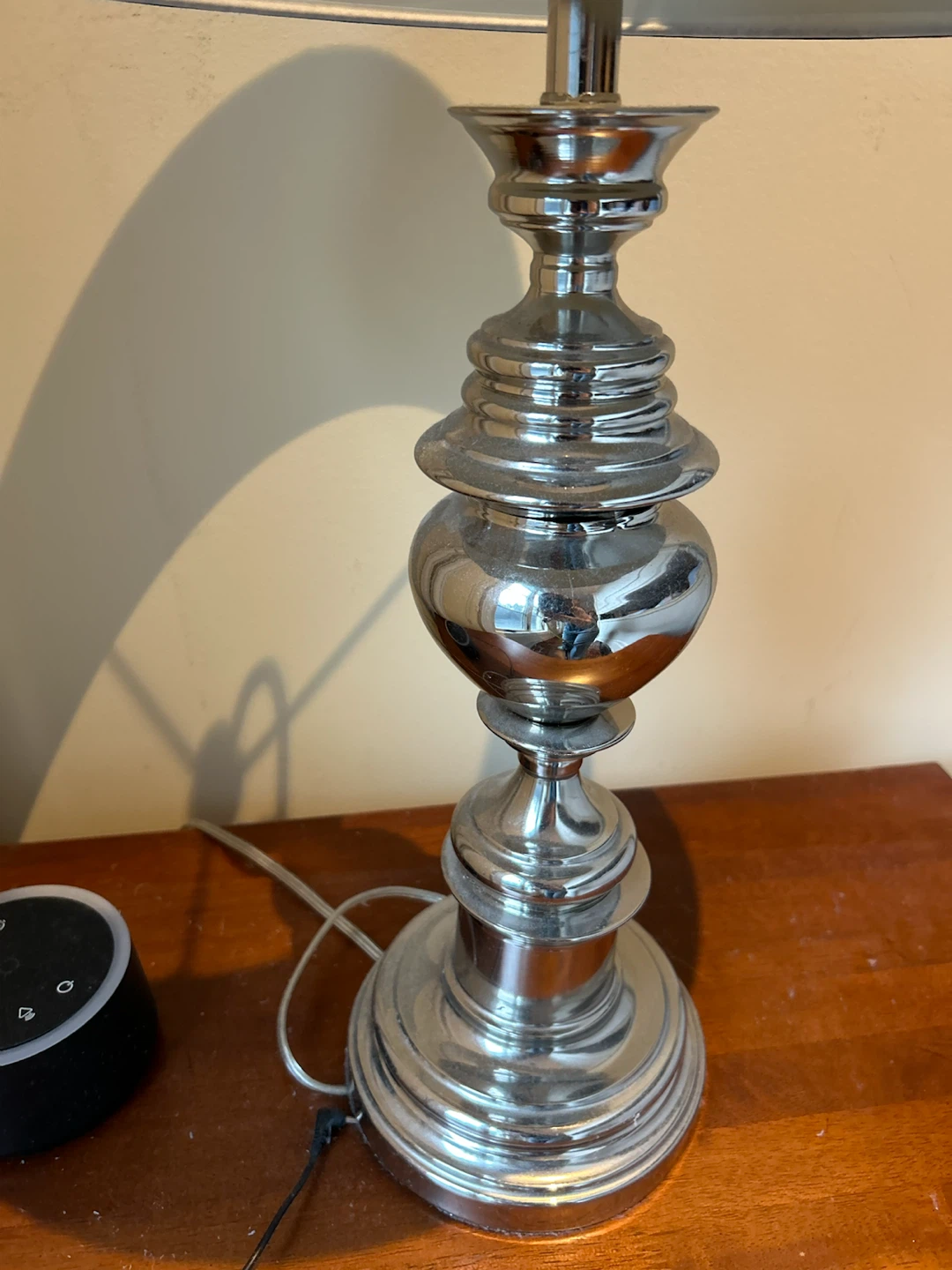 Pair of Silver Table Lamp with Black Shade - photo 3