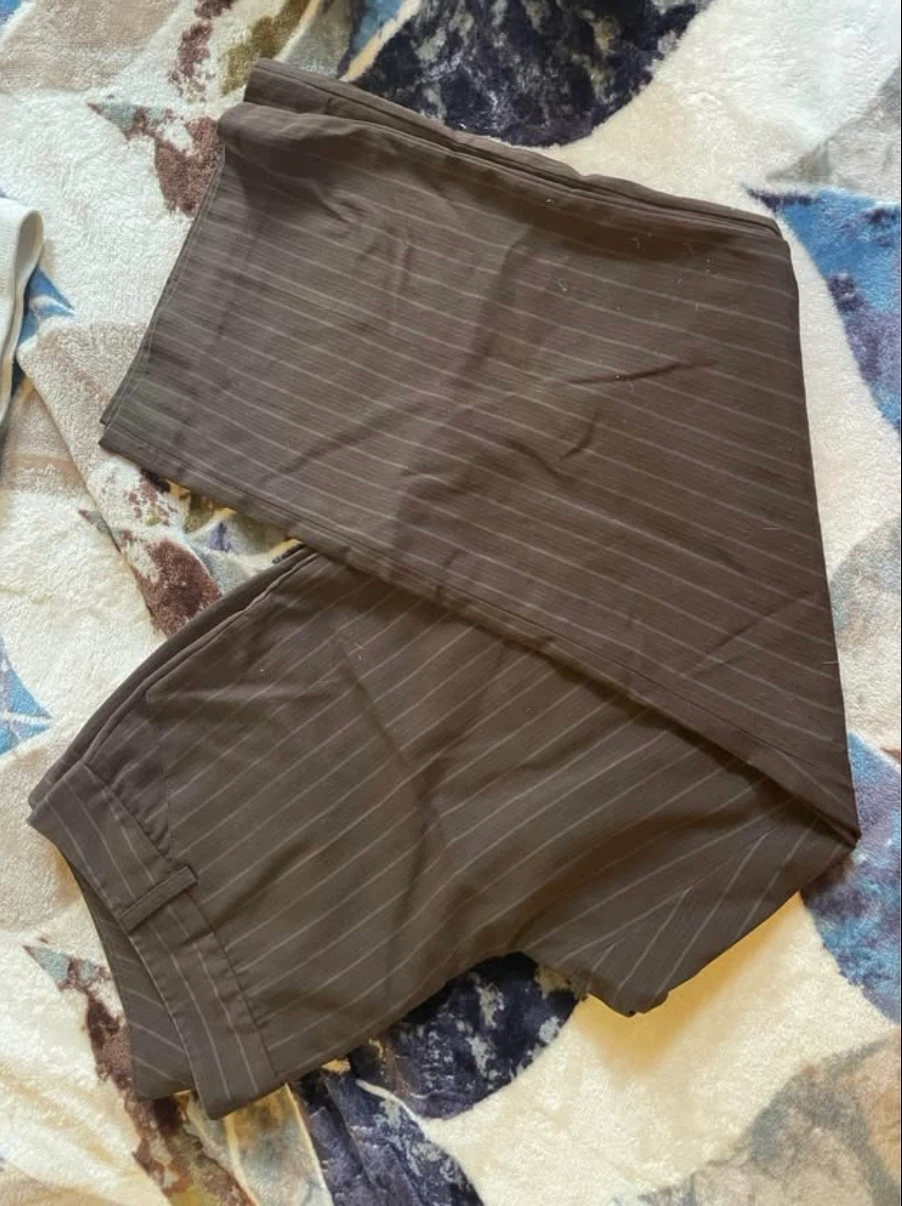 Brown Pinstripe Pants