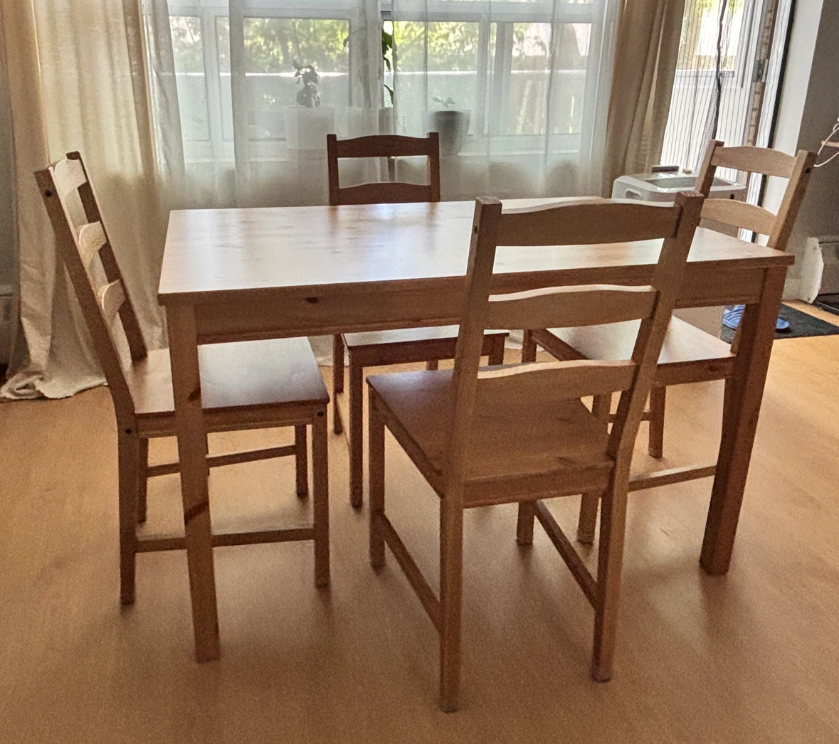 IKEA Pine Dining Table and 4 Chairs - photo 2