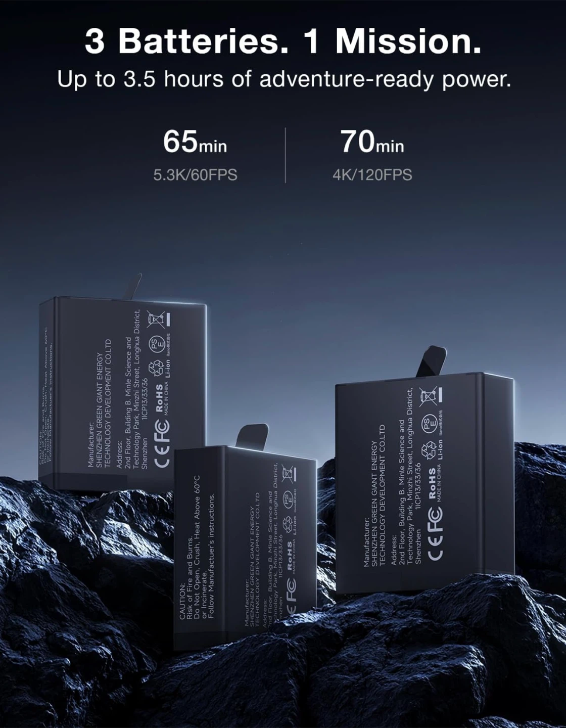 LLANO 3-Pack Camera Battery & 3-Slot ChargerGO PRO HERO 13 - photo 5