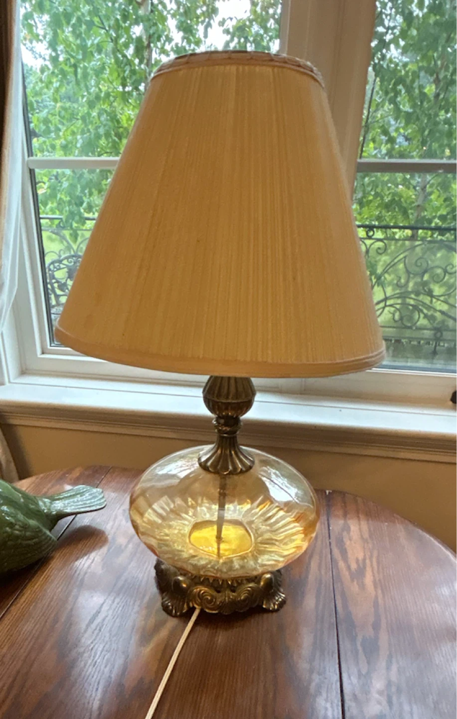 Vintage Amber Glass Table Lamp
