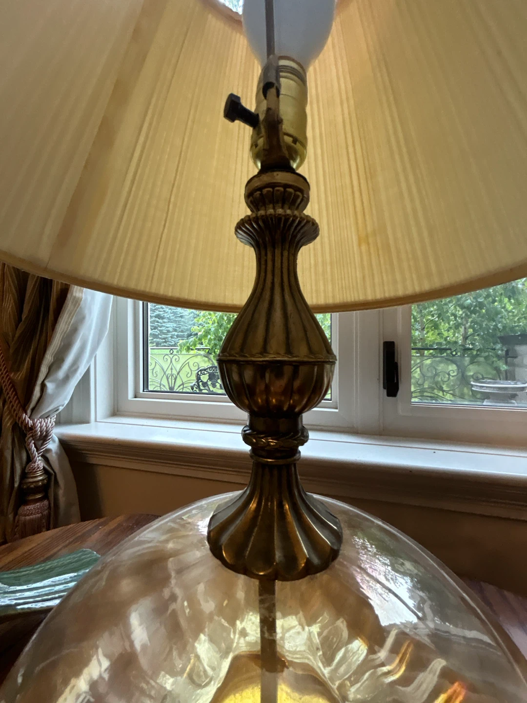 Vintage Amber Glass Table Lamp - photo 4