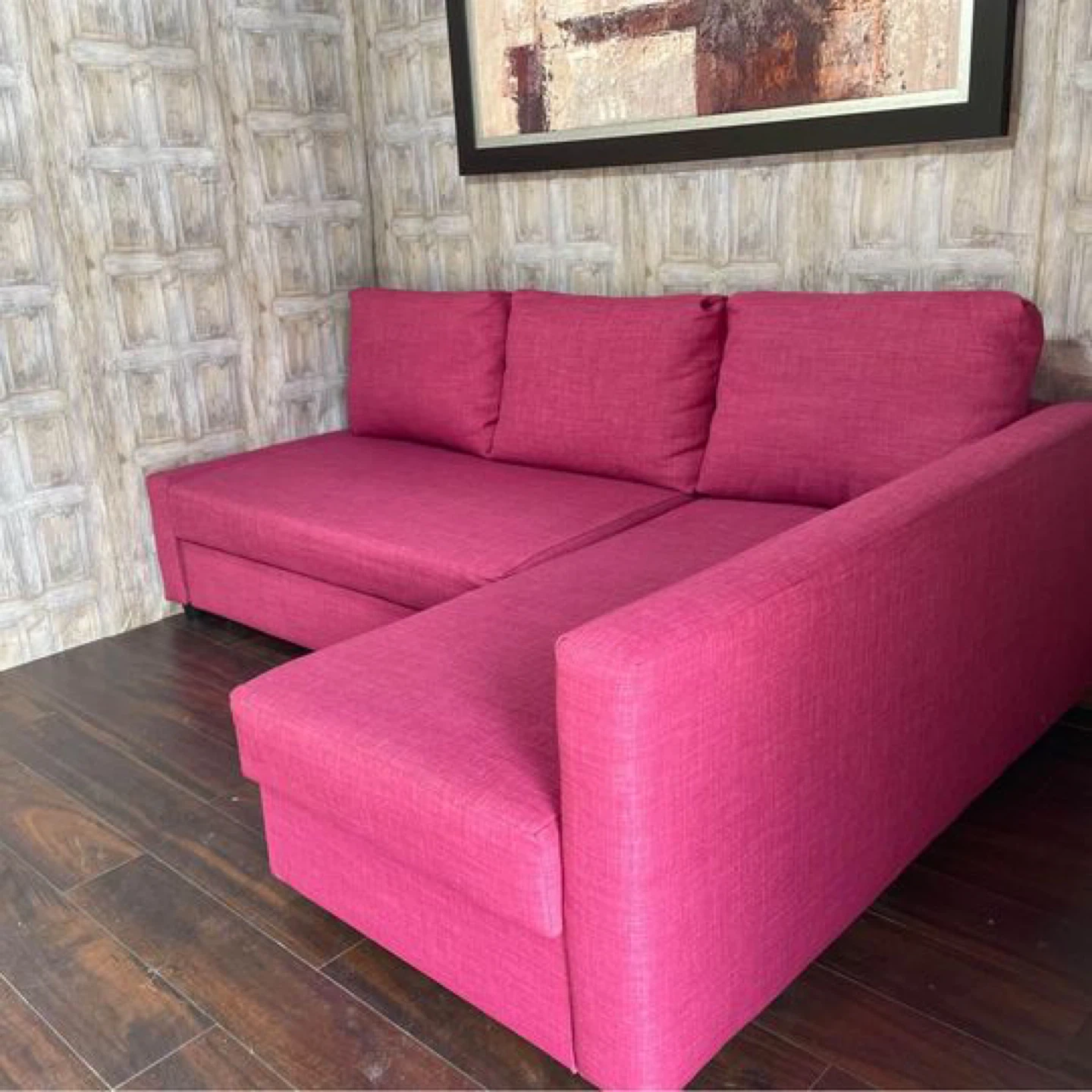 Free delivery Pink Sectional Sofa Bed with Storage - photo 2