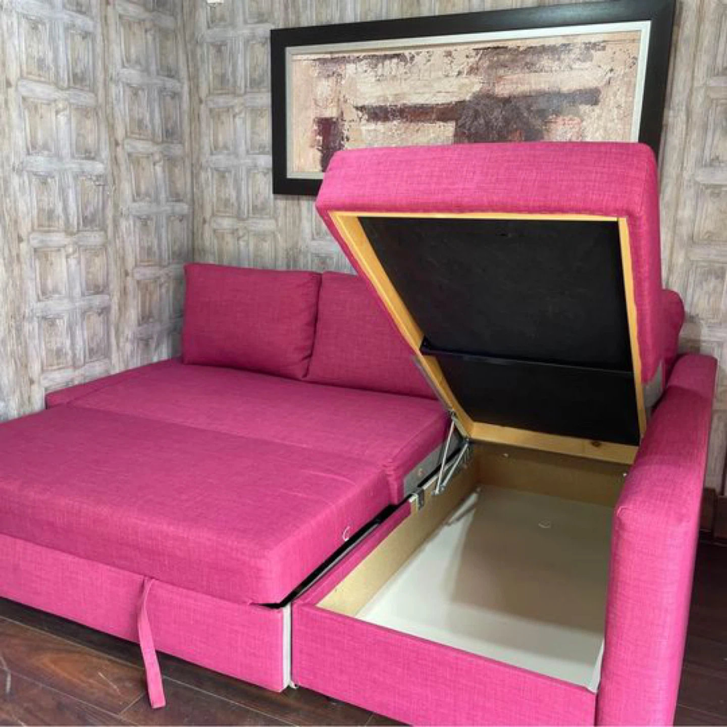 Free delivery Pink Sectional Sofa Bed with Storage - photo 3