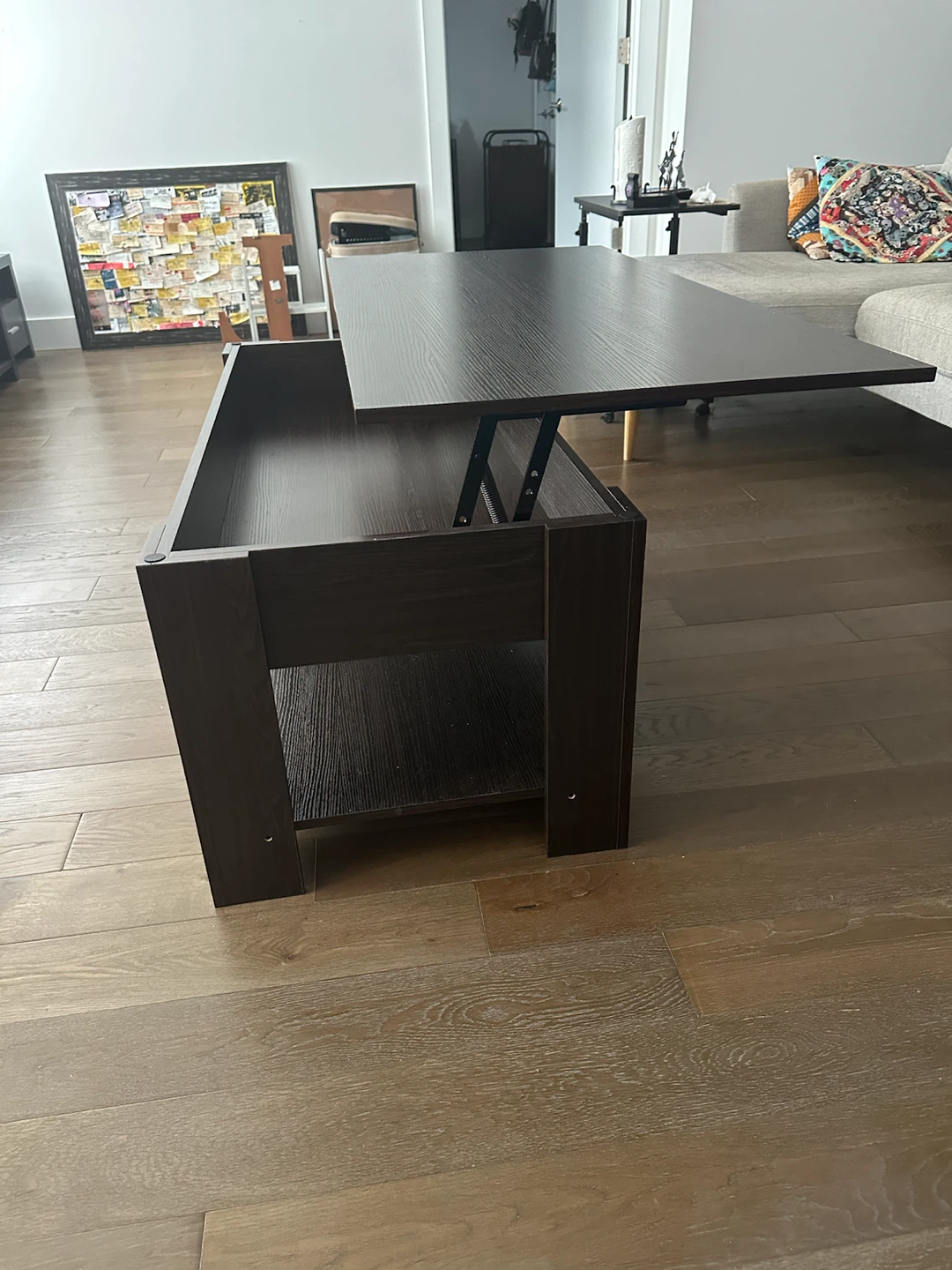 Dark Brown Lift-Top Coffee Table with Storage - photo 2
