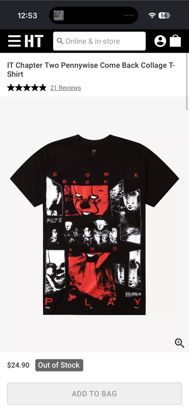 Hot Topic IT Chapter Two Pennywise T-Shirt
