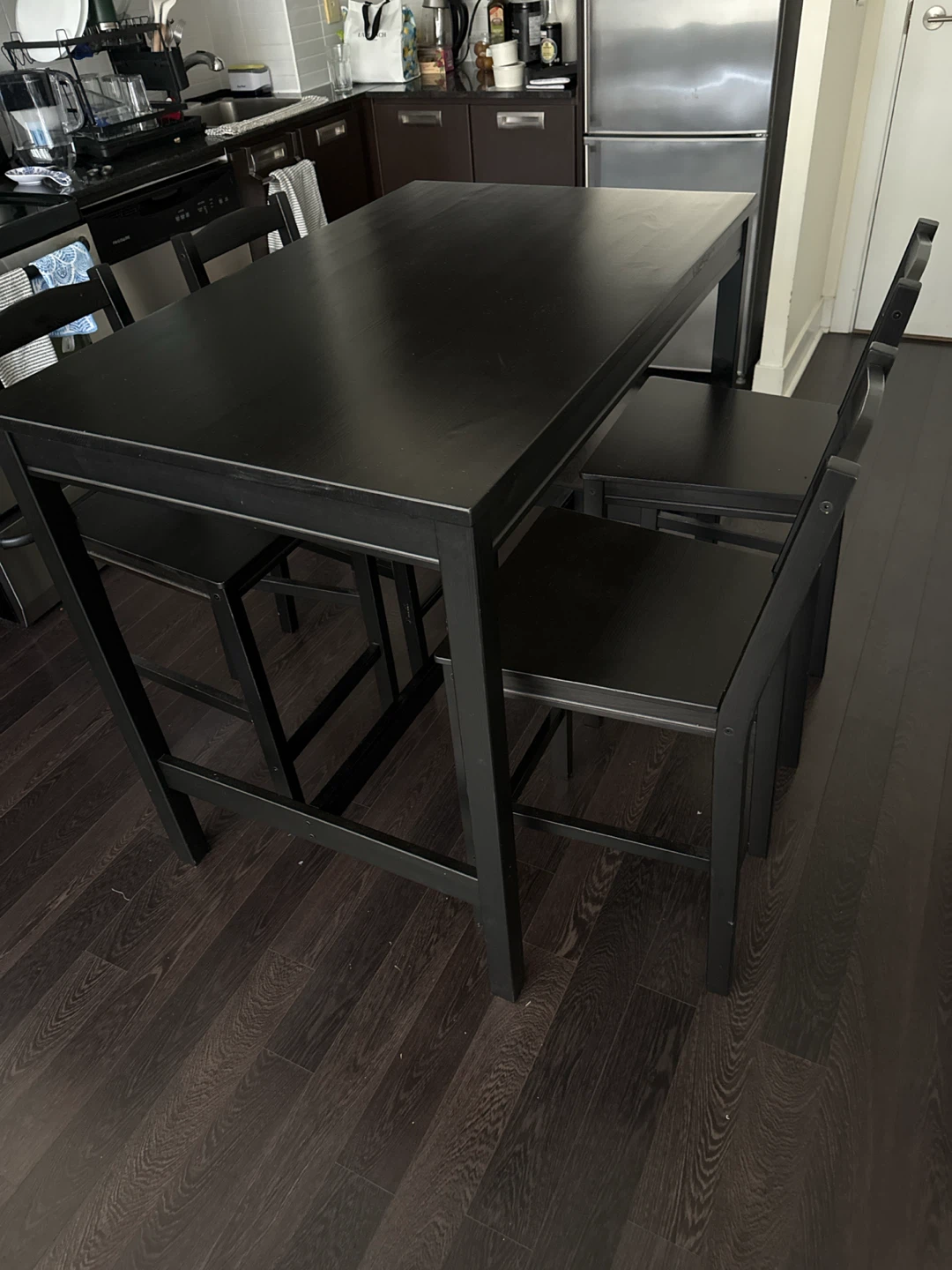 Black Dining Table with 4 Chairs - photo 2