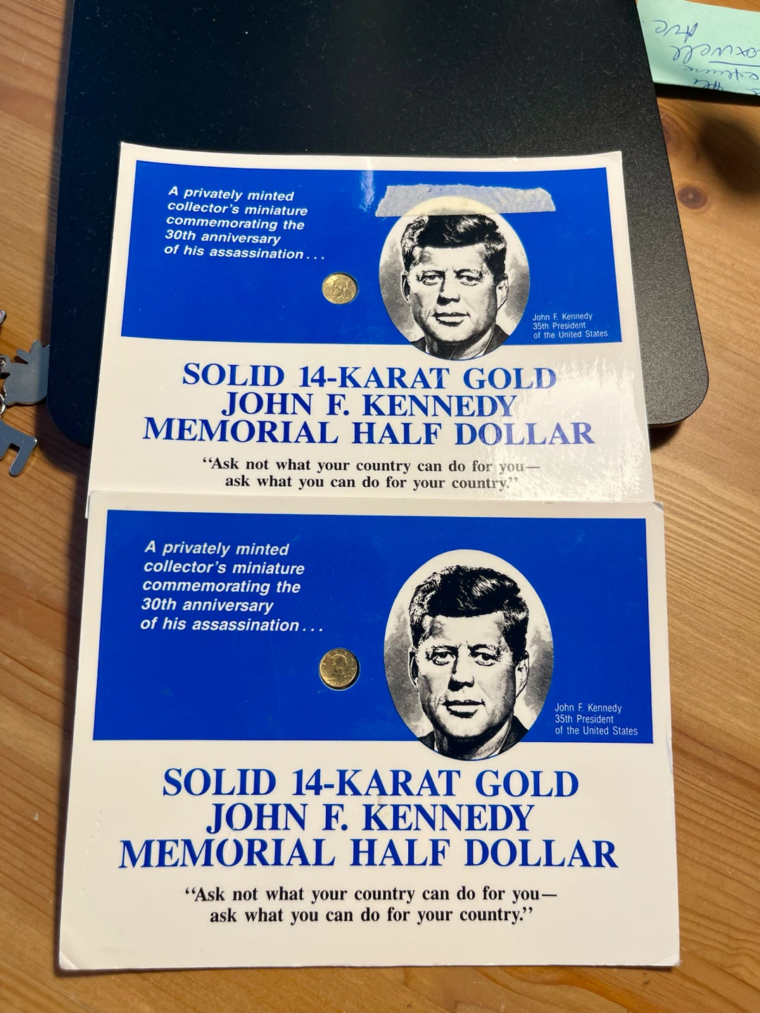 14-Karat Gold John F. Kennedy Memorial Half Dollar Miniature