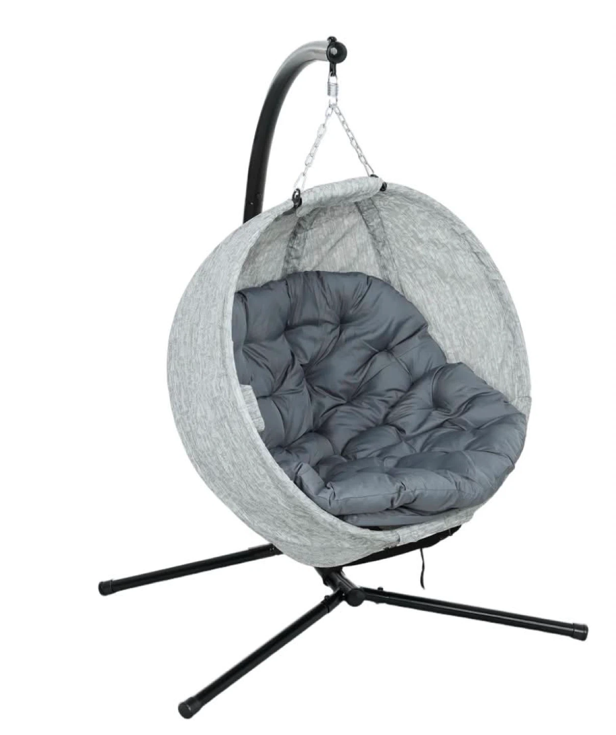 Grey Hanging Egg Chair with Stand