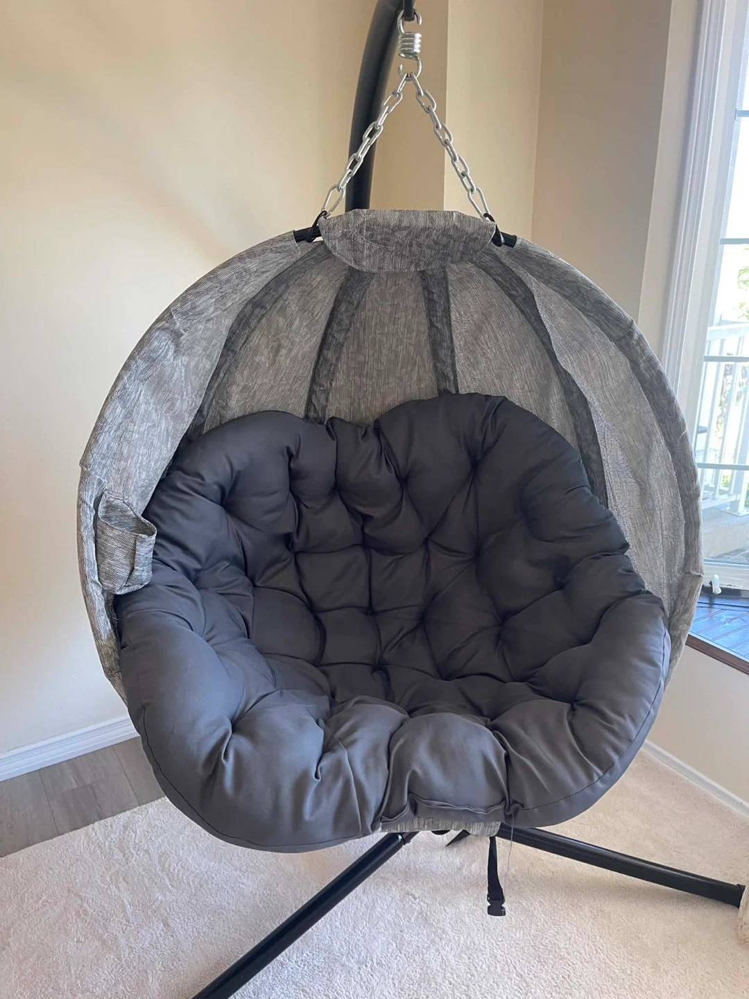 Grey Hanging Egg Chair with Stand - photo 5