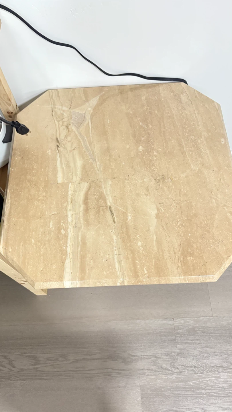Travertine Pedestal Side Table - photo 3