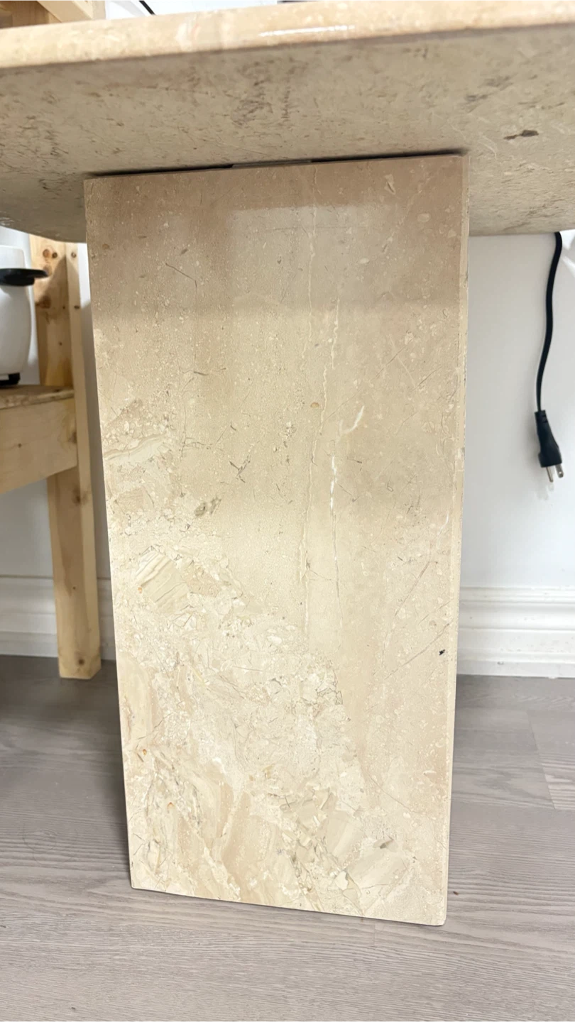 Travertine Pedestal Side Table - photo 4