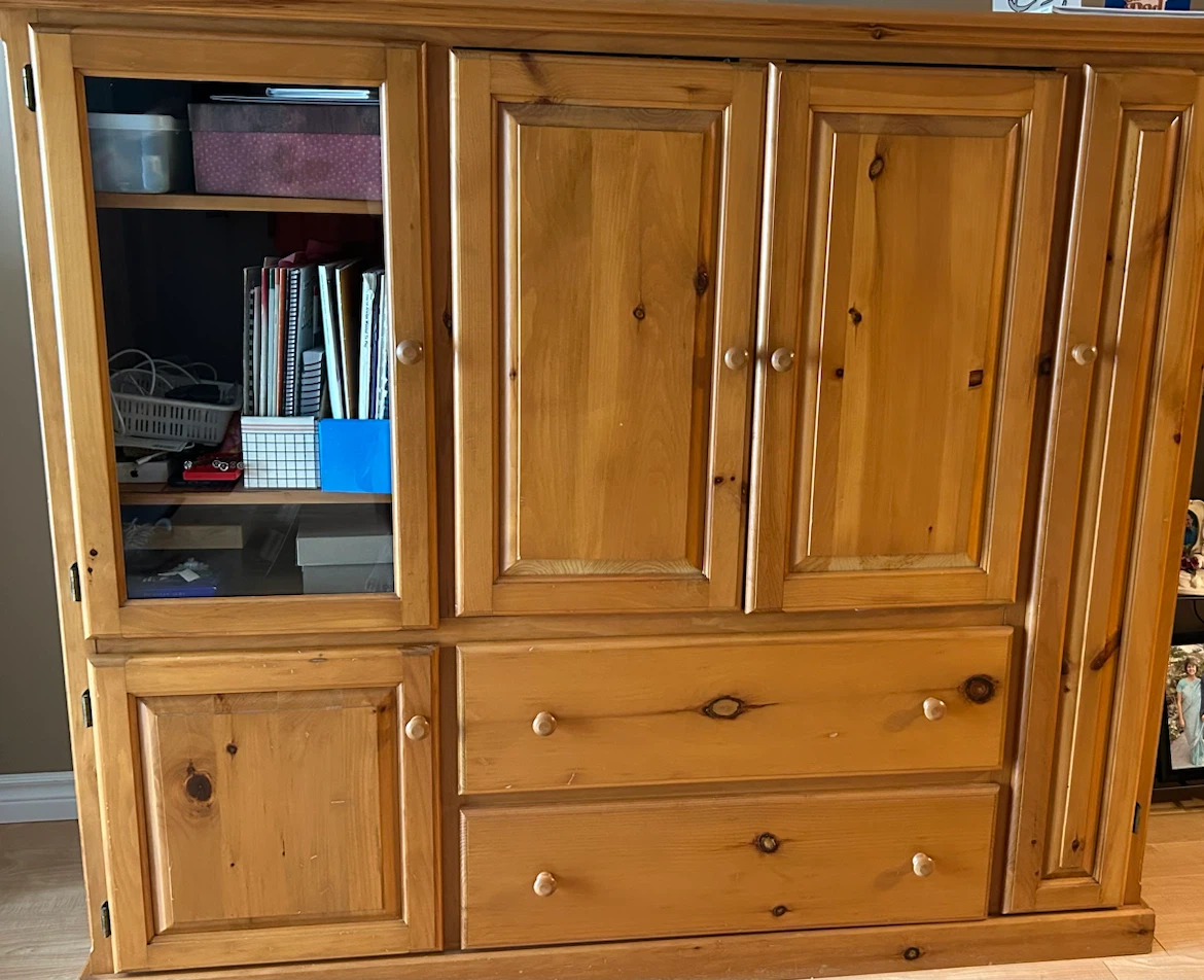 Solid Wood Entertainment Unit with Storage - photo 2