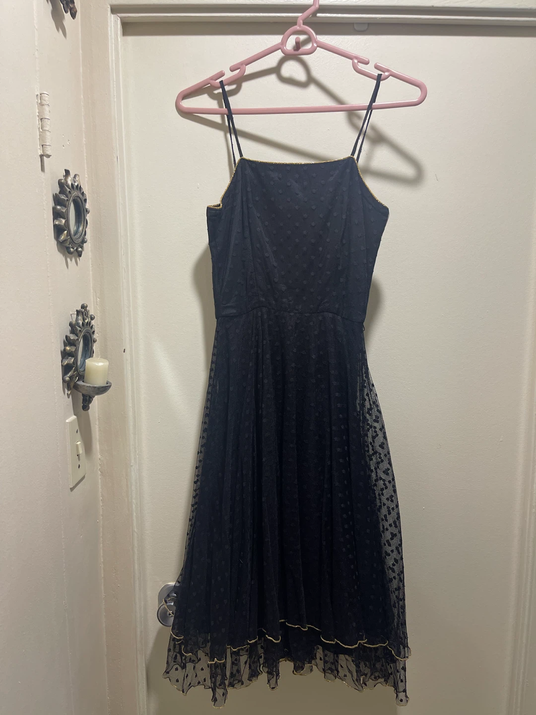 Black dress with gold trim