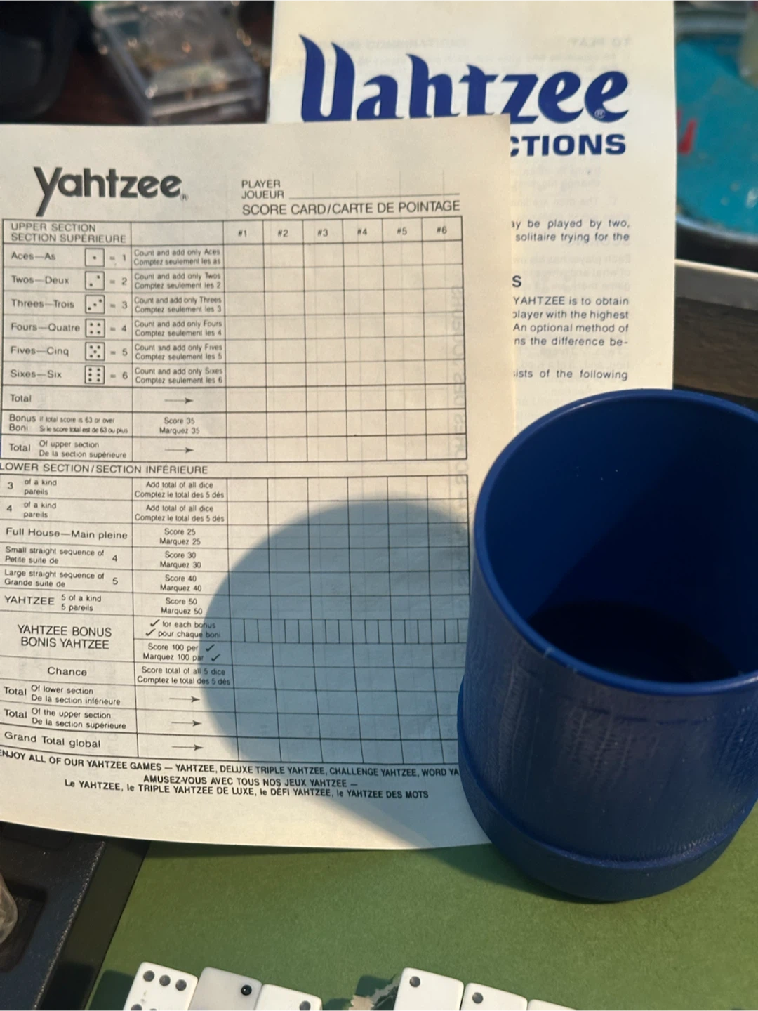Vintage Dice & Game Parts Lot Yahtzee Yum Scorecards Chips - photo 4