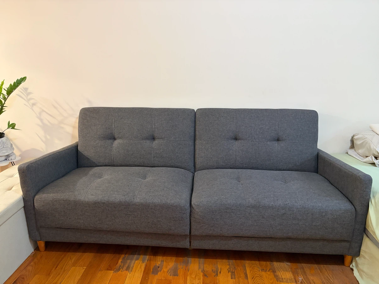 Gray Tufted Sofa convertible - photo 5