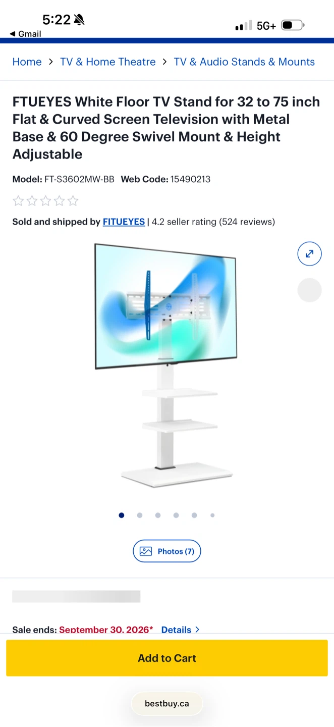 FITUEYES White TV Stand for 32" to 75" TVs