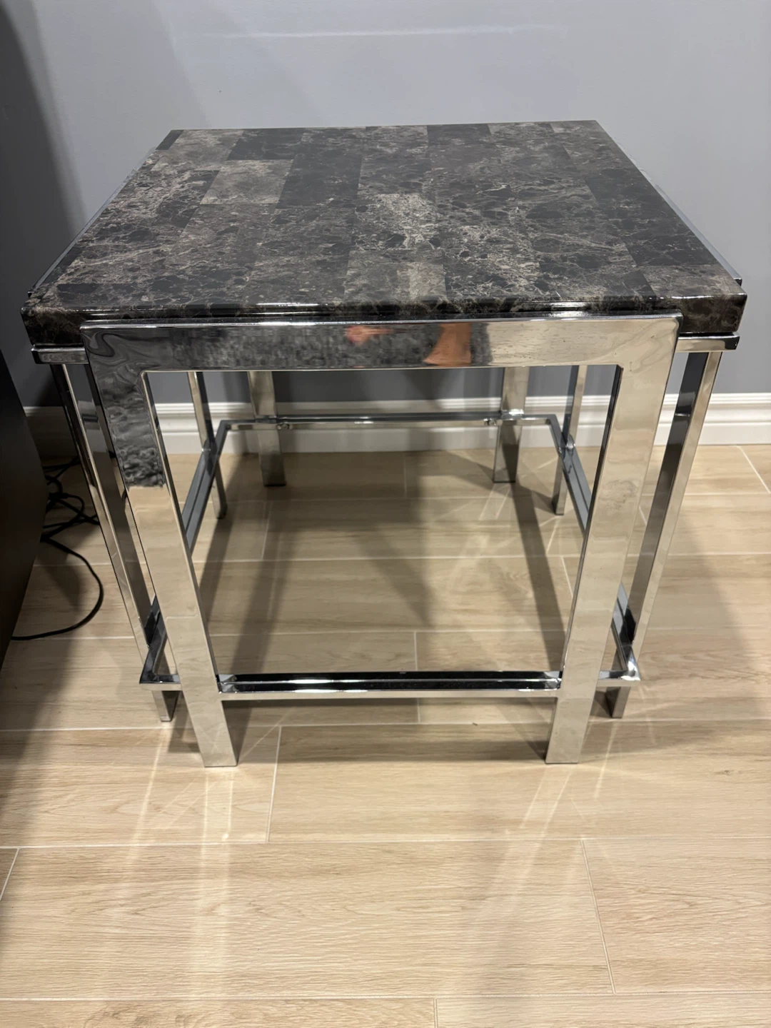 Modern Marble Look Coffee Table with Chrome Frame - photo 2
