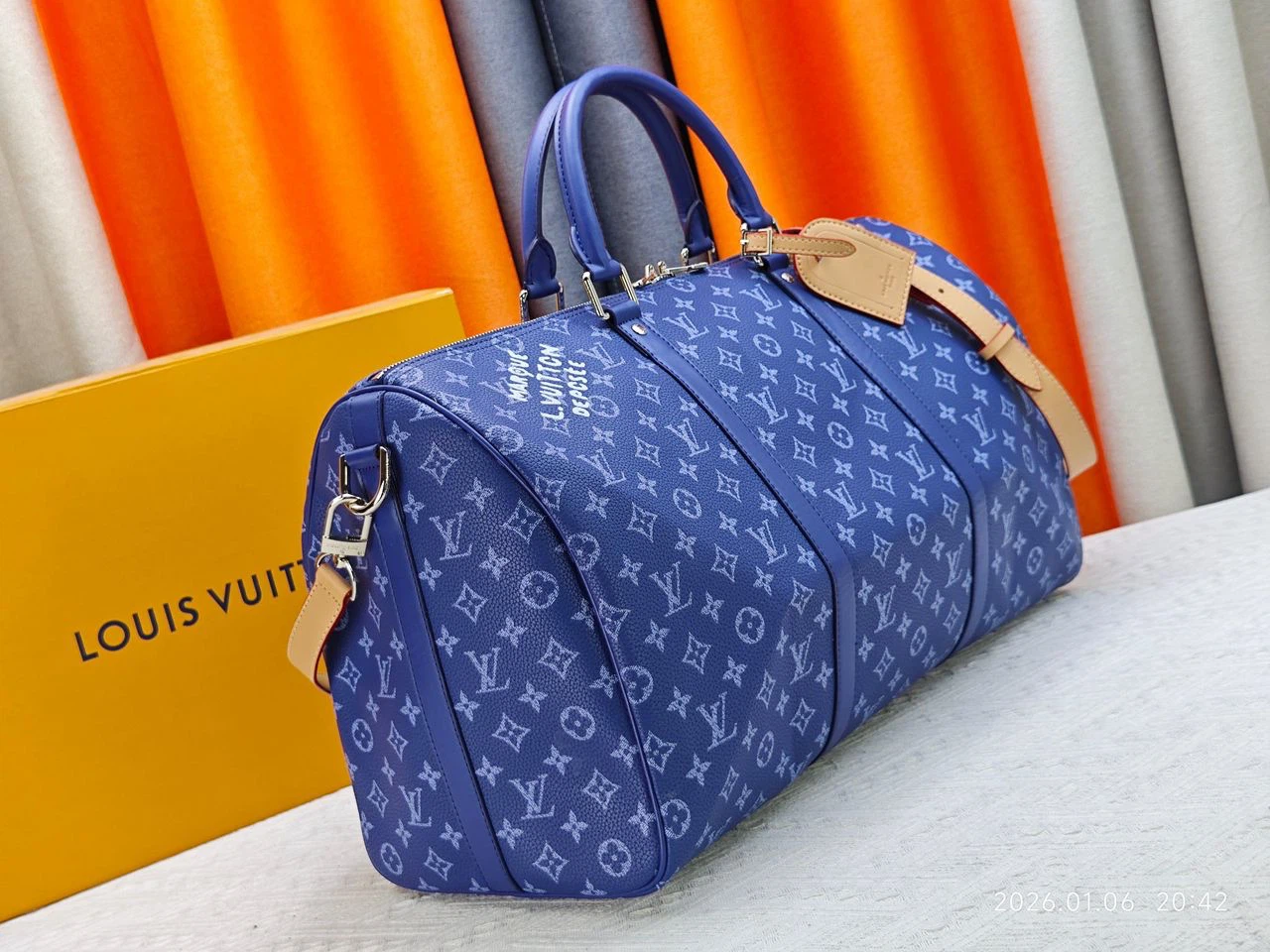 Louis Vuitton Keepall Bandouliere 50 Blue Monogram