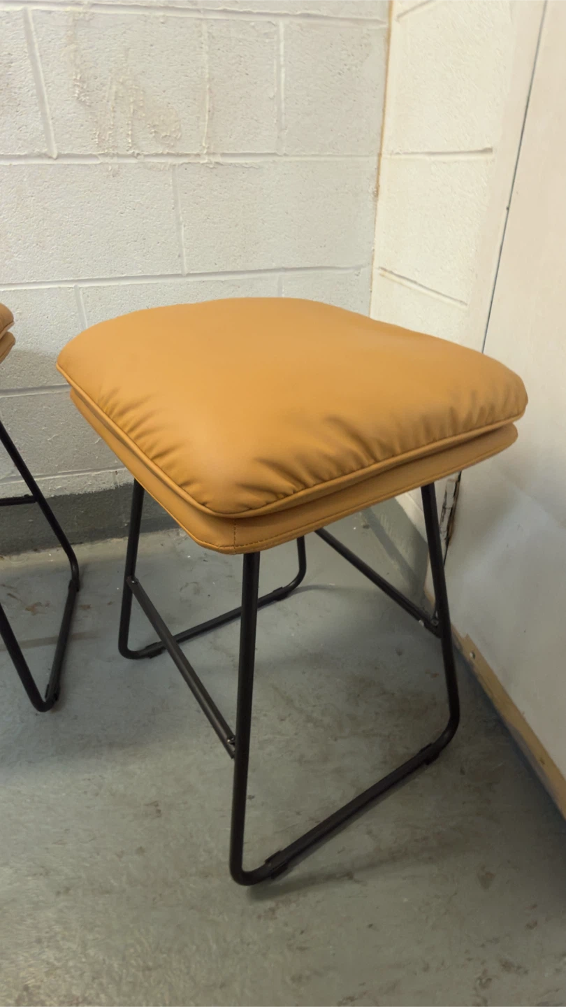Set of 2 Tan Upholstered Stools - photo 2
