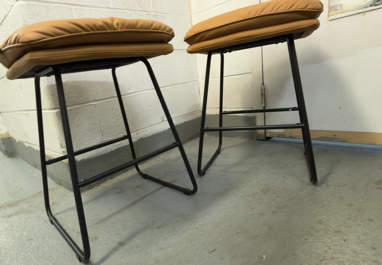Set of 2 Tan Upholstered Stools - photo 3