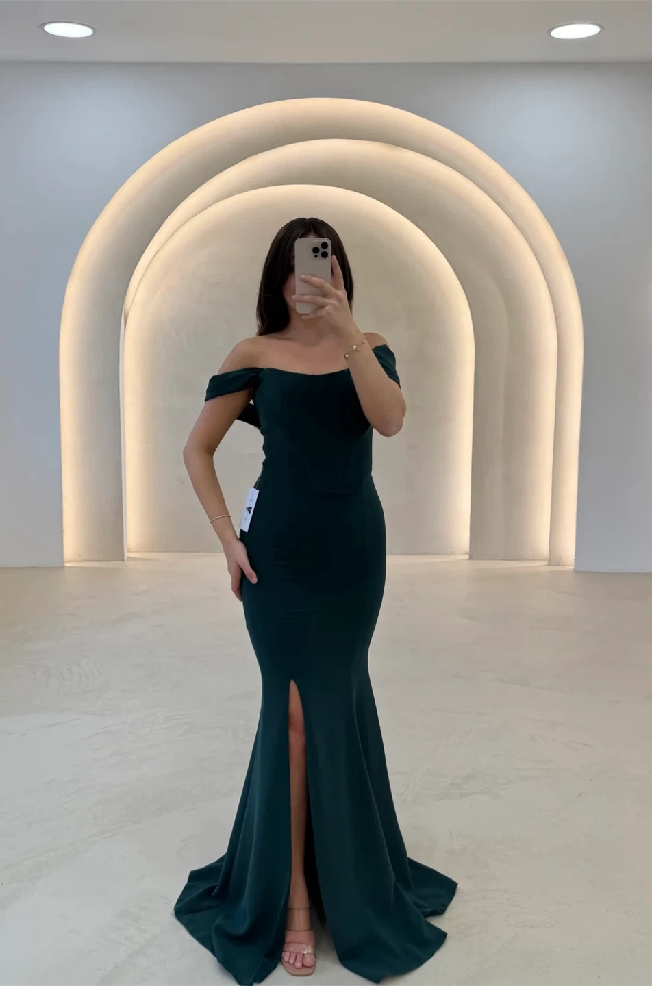 Forest Green Off-the-Shoulder Mermaid Gown