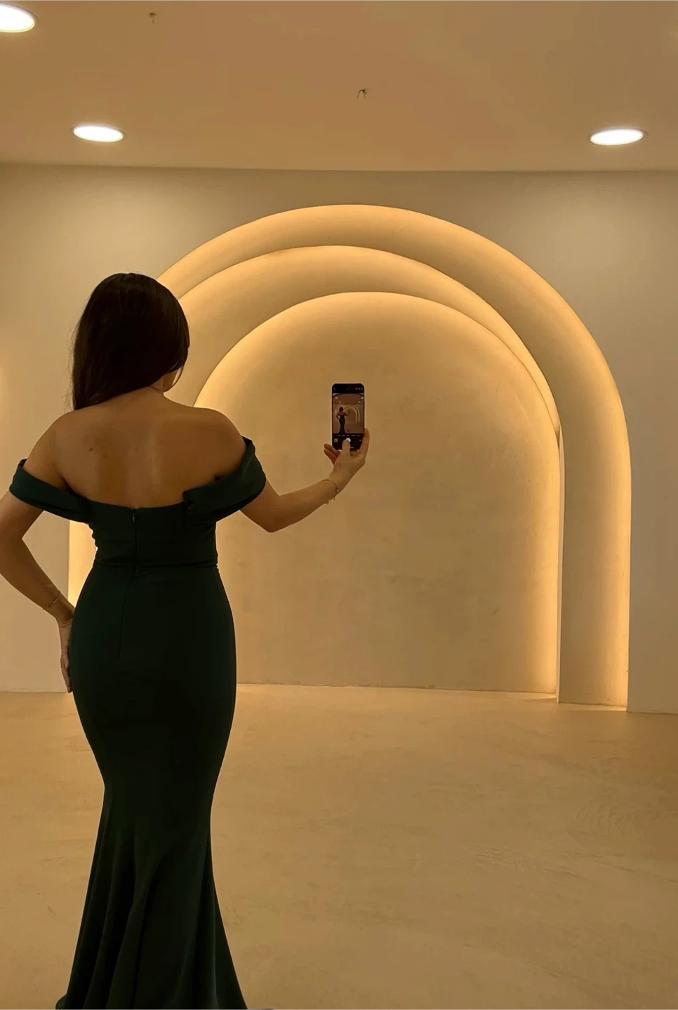 Forest Green Off-the-Shoulder Mermaid Gown - photo 2