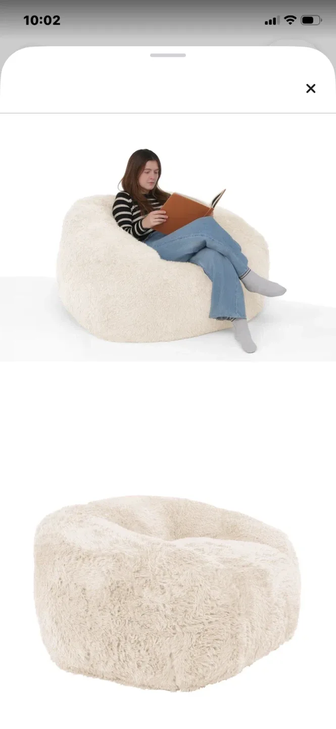 Lounge and Co Bilbao Faux Fur Bean Bag Armchair - Beige - photo 3