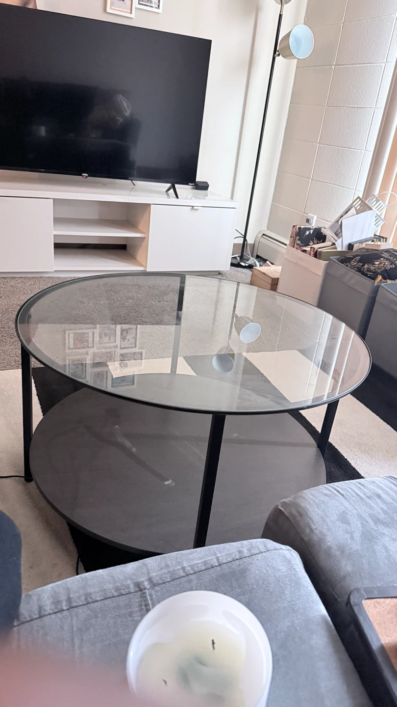 Round Coffee Table with Glass Top