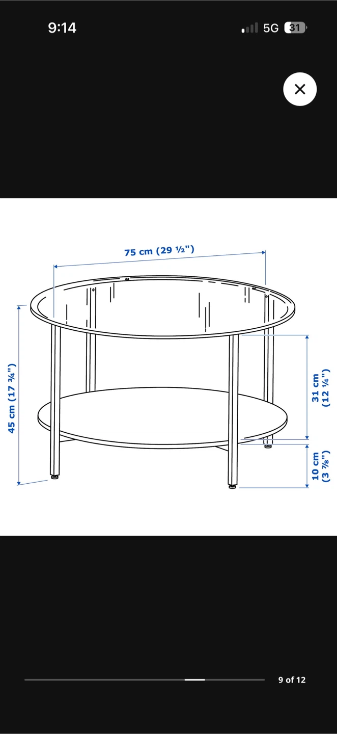 Round Coffee Table with Glass Top - photo 2