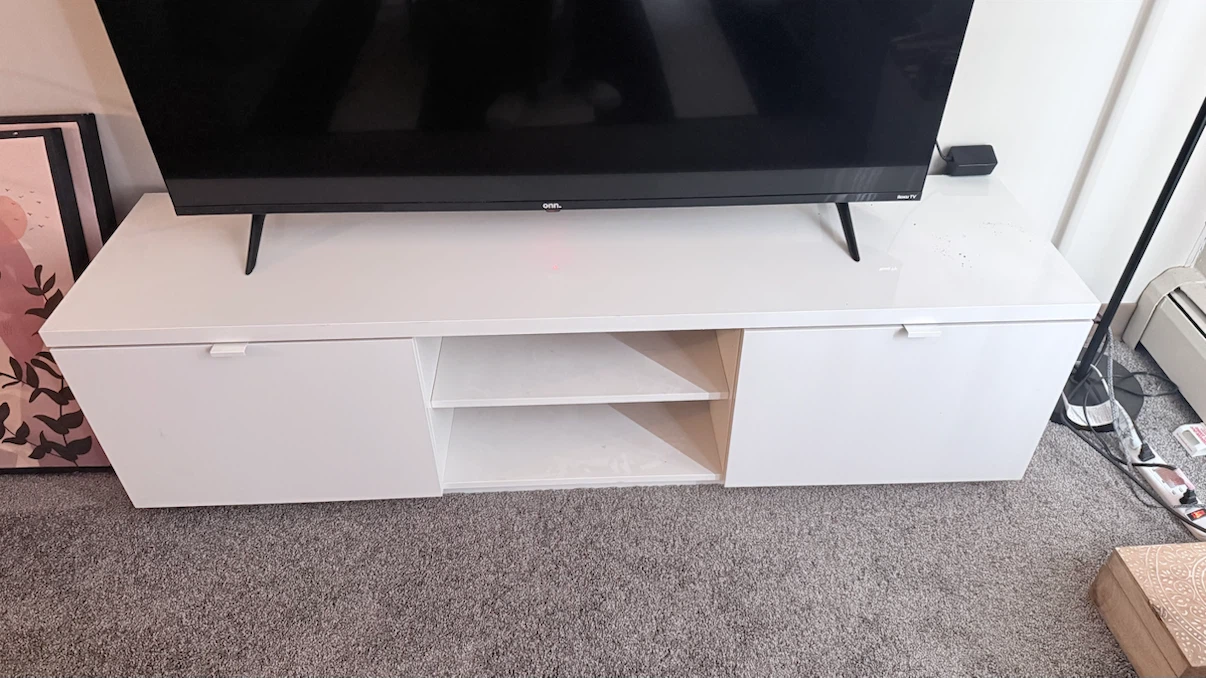 White TV Stand with Storage