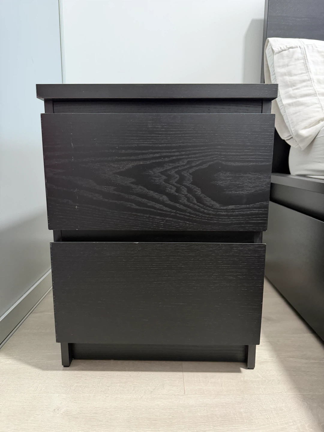 Ikea Malm Black 2-Drawer Nightstand