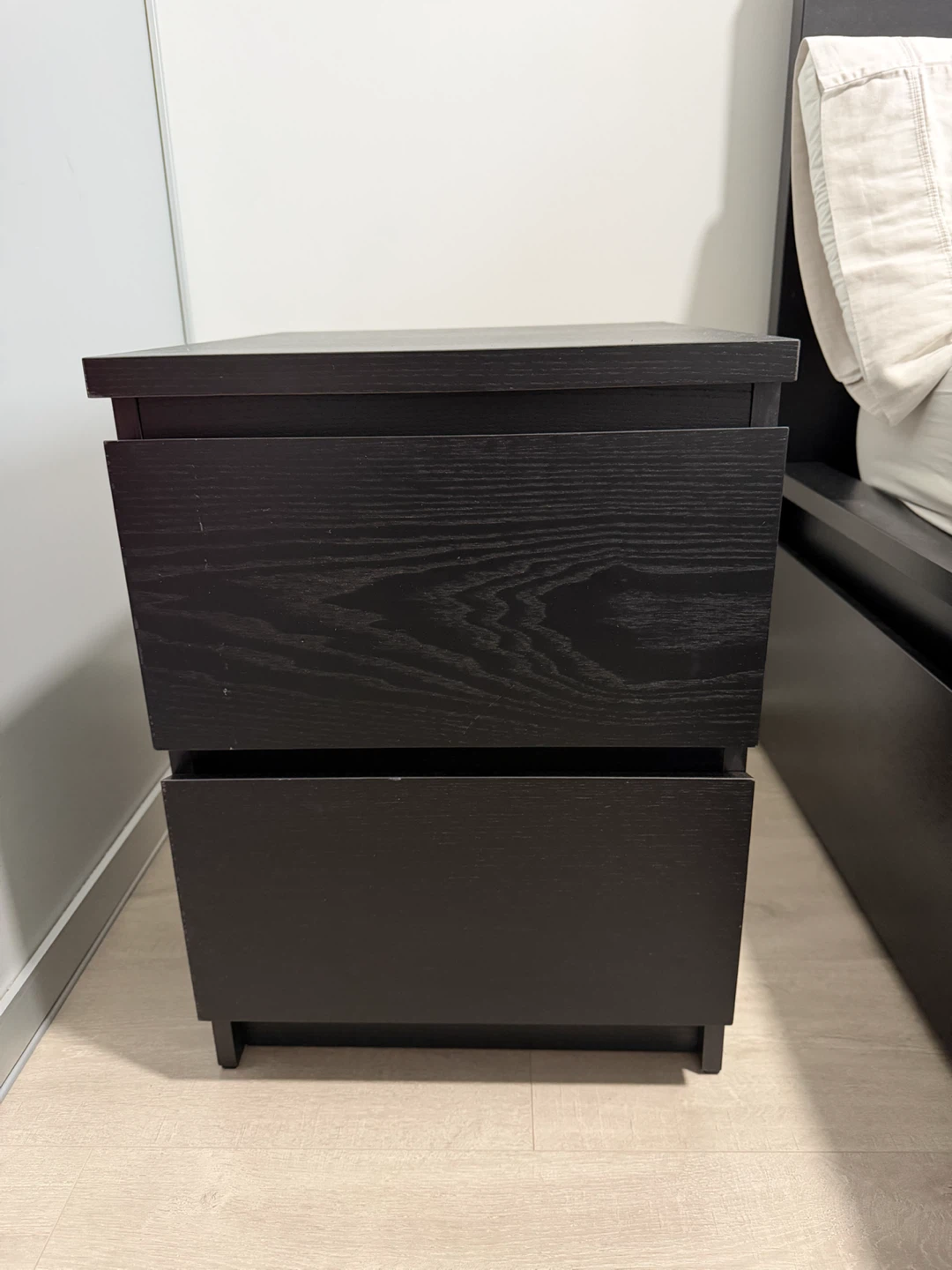 Ikea Malm Black 2-Drawer Nightstand - photo 2
